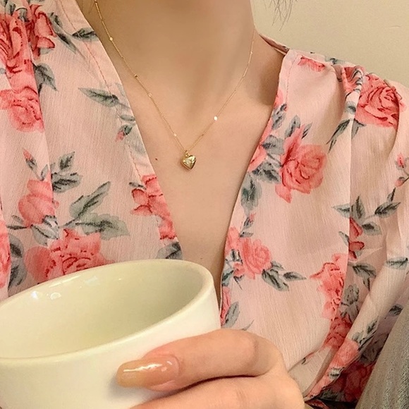 Vermeil Gold heart charm necklace sterling silver gold plated - Picture 8 of 12